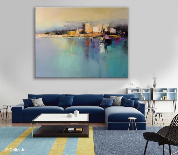 Abstract Landscape Paintings, Palette Knife Canvas Art, Extra Large Canvas Painting for Dining Room, Original Canvas Wall Art Paintings