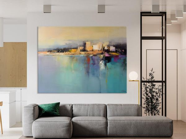 Abstract Landscape Paintings, Palette Knife Canvas Art, Extra Large Canvas Painting for Dining Room, Original Canvas Wall Art Paintings