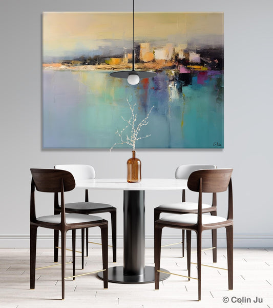 Abstract Landscape Paintings, Palette Knife Canvas Art, Extra Large Canvas Painting for Dining Room, Original Canvas Wall Art Paintings