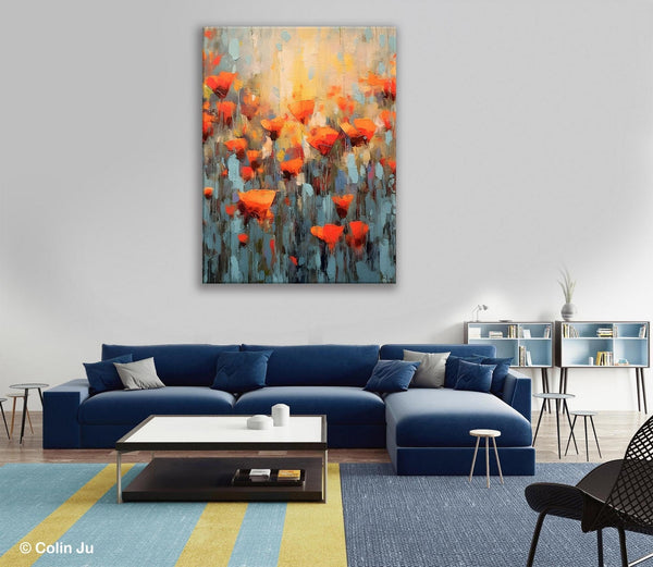 Flower Abstract Painting, Heavy Texture Wall Art, Acrylic Painting on Canvas, Canvas Painting Ideas for Dining Room, Original Abstract Art-artworkcanvas