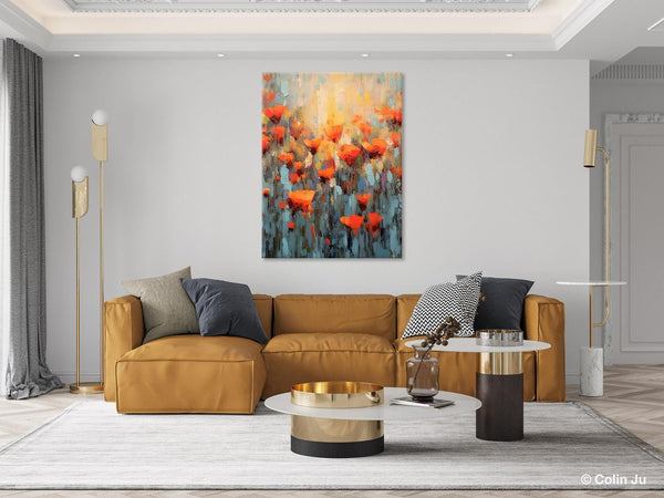 Flower Abstract Painting, Heavy Texture Wall Art, Acrylic Painting on Canvas, Canvas Painting Ideas for Dining Room, Original Abstract Art-artworkcanvas