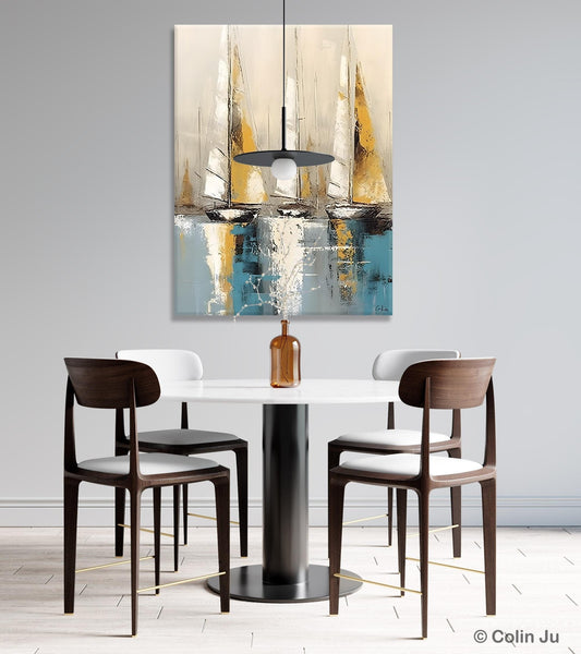 Large Painting Ideas for Living Room, Large Original Canvas Art for Bedroom, Sail Boat Canvas Painting, Modern Abstract Wall Art Paintings-artworkcanvas