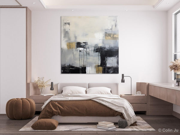 Modern Acrylic Artwork, Contemporary Canvas Artwork, Original Modern Wall Art, Black Canvas Paintings, Large Abstract Painting for Bedroom-artworkcanvas