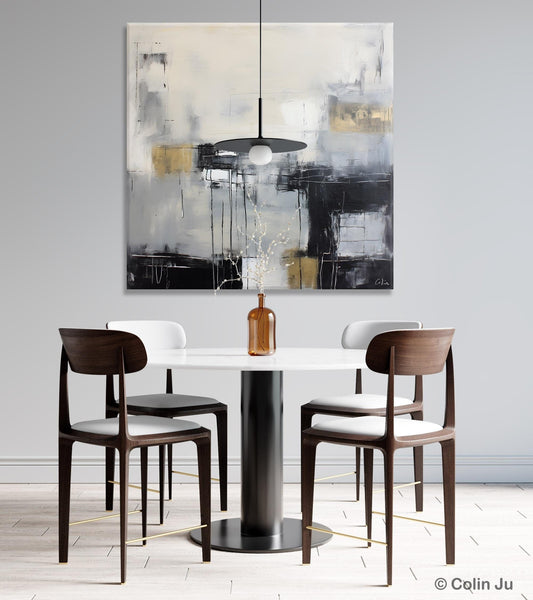 Modern Acrylic Artwork, Contemporary Canvas Artwork, Original Modern Wall Art, Black Canvas Paintings, Large Abstract Painting for Bedroom-artworkcanvas