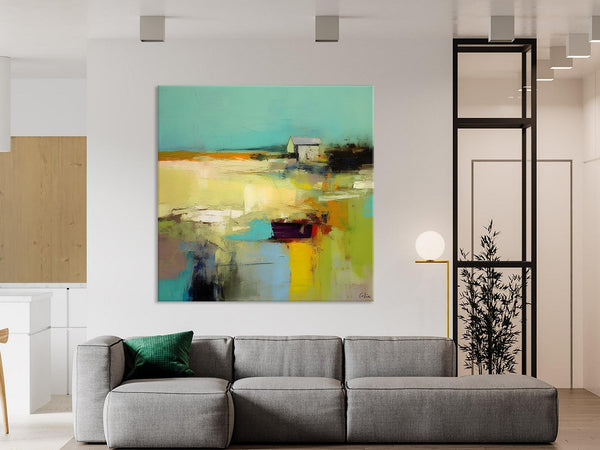 Landscape Canvas Paintings, Original Landscape Paintings, Abstract Wall Art Painting for Living Room, Oversized Acrylic Painting on Canvas-artworkcanvas