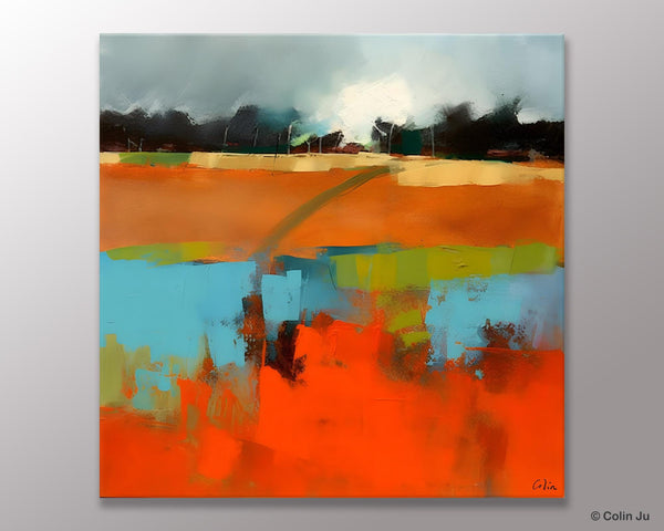 Original Abstract Wall Art, Landscape Acrylic Art, Landscape Canvas Art, Hand Painted Canvas Art, Large Abstract Painting for Living Room-artworkcanvas