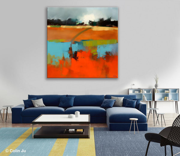 Original Abstract Wall Art, Landscape Acrylic Art, Landscape Canvas Art, Hand Painted Canvas Art, Large Abstract Painting for Living Room-artworkcanvas