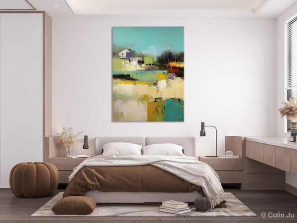 Landscape Canvas Paintings for Dining Room, Extra Large Modern Wall Art, Acrylic Painting on Canvas, Original Landscape Abstract Painting-artworkcanvas