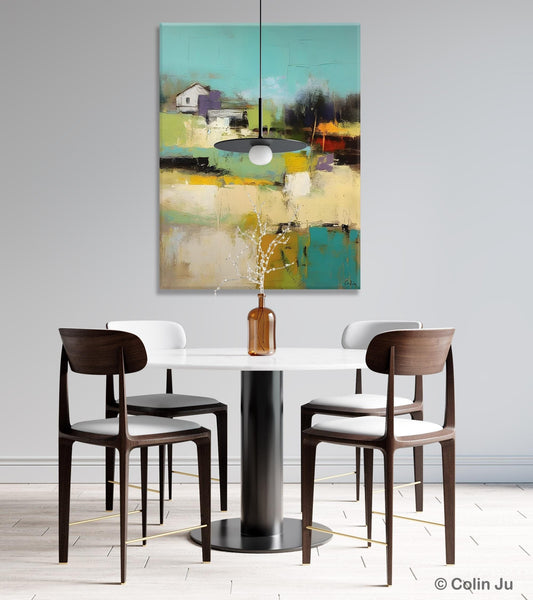 Landscape Canvas Paintings for Dining Room, Extra Large Modern Wall Art, Acrylic Painting on Canvas, Original Landscape Abstract Painting-artworkcanvas