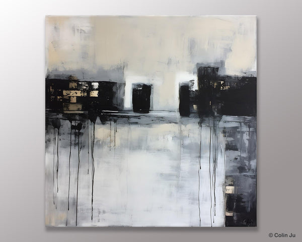 Contemporary Canvas Art, Black Acrylic Artwork, Original Abstract Wall Art, Hand Painted Canvas Art, Extra Large Abstract Painting for Sale-artworkcanvas