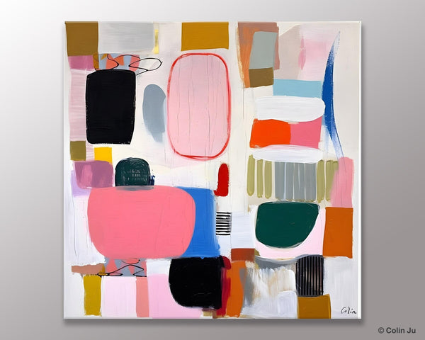 Geometric Modern Acrylic Art, Modern Original Abstract Art, Large Wall Art for Bedroom, Canvas Paintings for Sale, Contemporary Canvas Art-artworkcanvas