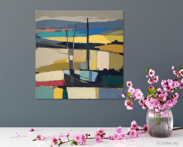 Landscape Canvas Art, Original Abstract Art, Hand Painted Canvas Art, Abstract Landscape Painting, Large Abstract Painting for Living Room-artworkcanvas