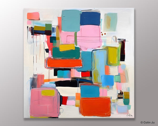 Original Abstract Wall Art, Geometric Modern Acrylic Art, Large Abstract Art for Bedroom, Modern Canvas Paintings, Contemporary Canvas Art-artworkcanvas