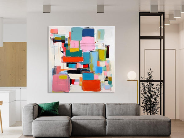 Original Abstract Wall Art, Geometric Modern Acrylic Art, Large Abstract Art for Bedroom, Modern Canvas Paintings, Contemporary Canvas Art-artworkcanvas