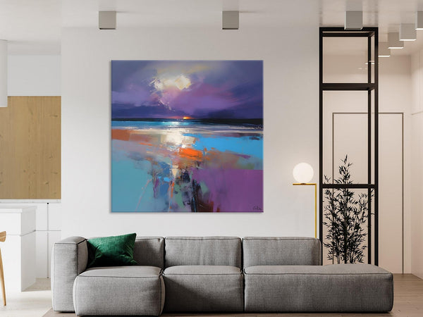 Original Abstract Art, Hand Painted Canvas Art, Landscape Canvas Art, Sunrise Landscape Acrylic Art, Large Abstract Painting for Living Room