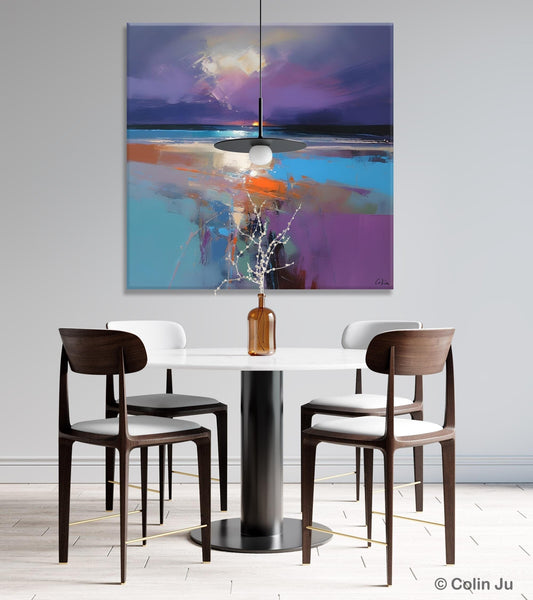 Original Abstract Art, Hand Painted Canvas Art, Landscape Canvas Art, Sunrise Landscape Acrylic Art, Large Abstract Painting for Living Room