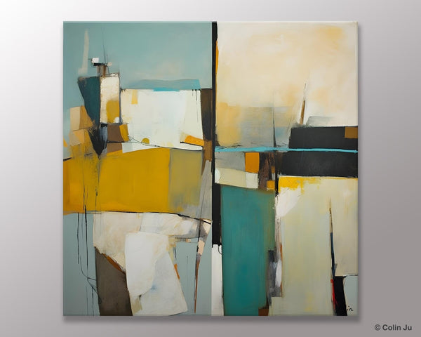 Abstract Painting for Bedroom, Original Modern Wall Art Paintings, Geometric Modern Acrylic Paintings, Oversized Contemporary Canvas Art-artworkcanvas