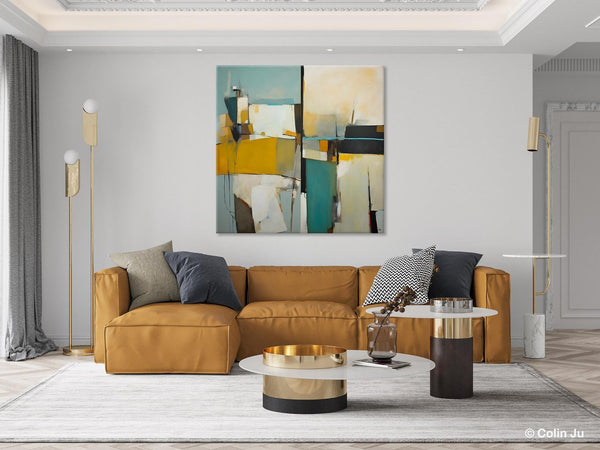 Abstract Painting for Bedroom, Original Modern Wall Art Paintings, Geometric Modern Acrylic Paintings, Oversized Contemporary Canvas Art-artworkcanvas