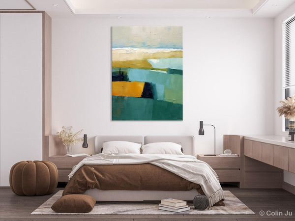 Large Geometric Abstract Painting, Landscape Canvas Paintings for Bedroom, Acrylic Painting on Canvas, Original Landscape Abstract Painting-artworkcanvas