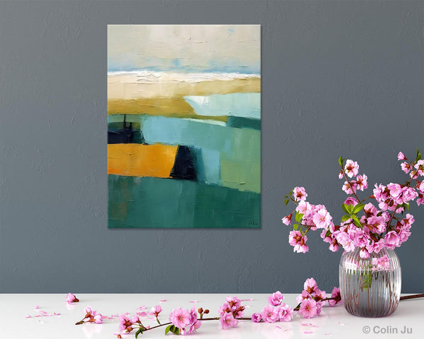 Large Geometric Abstract Painting, Landscape Canvas Paintings for Bedroom, Acrylic Painting on Canvas, Original Landscape Abstract Painting-artworkcanvas