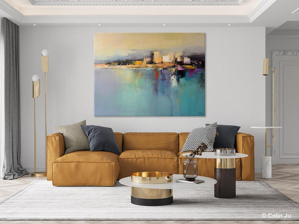 Abstract Landscape Paintings, Palette Knife Canvas Art, Extra Large Canvas Painting for Dining Room, Original Canvas Wall Art Paintings