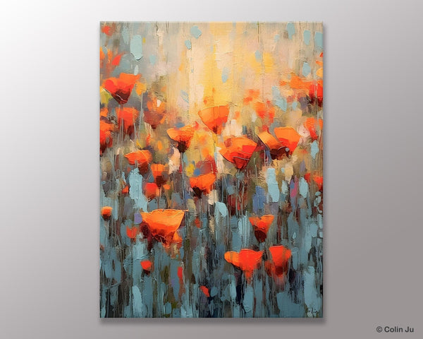 Flower Abstract Painting, Heavy Texture Wall Art, Acrylic Painting on Canvas, Canvas Painting Ideas for Dining Room, Original Abstract Art-artworkcanvas