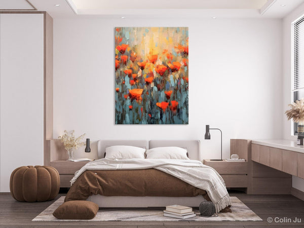 Flower Abstract Painting, Heavy Texture Wall Art, Acrylic Painting on Canvas, Canvas Painting Ideas for Dining Room, Original Abstract Art-artworkcanvas