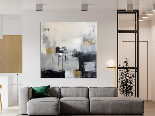 Modern Acrylic Artwork, Contemporary Canvas Artwork, Original Modern Wall Art, Black Canvas Paintings, Large Abstract Painting for Bedroom-artworkcanvas