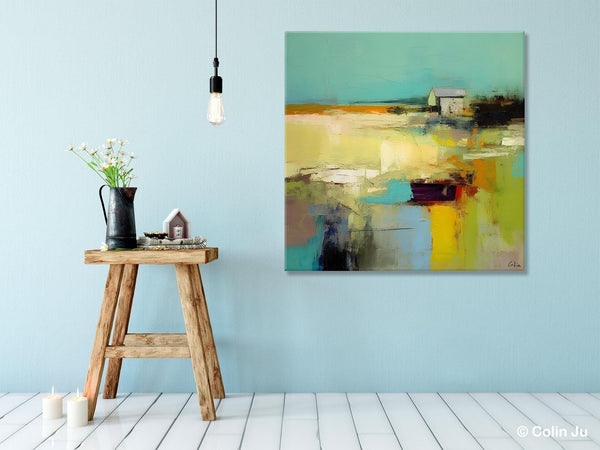 Landscape Canvas Paintings, Original Landscape Paintings, Abstract Wall Art Painting for Living Room, Oversized Acrylic Painting on Canvas-artworkcanvas
