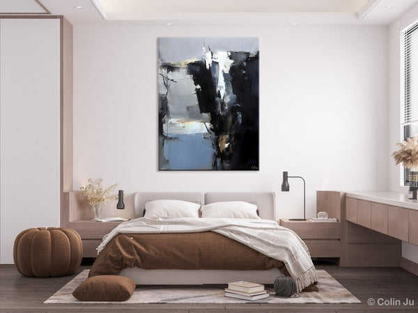 Extra Large Paintings for Bedroom, Black Contemporary Wall Art, Abstract Wall Paintings, Hand Painted Canvas Art, Original Modern Painting-artworkcanvas