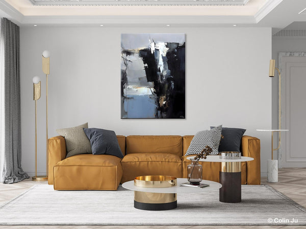 Extra Large Paintings for Bedroom, Black Contemporary Wall Art, Abstract Wall Paintings, Hand Painted Canvas Art, Original Modern Painting-artworkcanvas