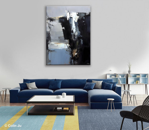 Extra Large Paintings for Bedroom, Black Contemporary Wall Art, Abstract Wall Paintings, Hand Painted Canvas Art, Original Modern Painting-artworkcanvas