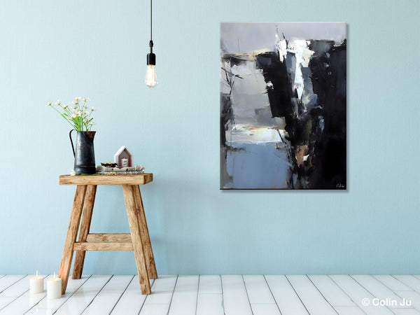 Extra Large Paintings for Bedroom, Black Contemporary Wall Art, Abstract Wall Paintings, Hand Painted Canvas Art, Original Modern Painting-artworkcanvas