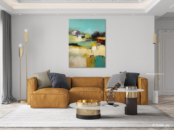 Landscape Canvas Paintings for Dining Room, Extra Large Modern Wall Art, Acrylic Painting on Canvas, Original Landscape Abstract Painting-artworkcanvas