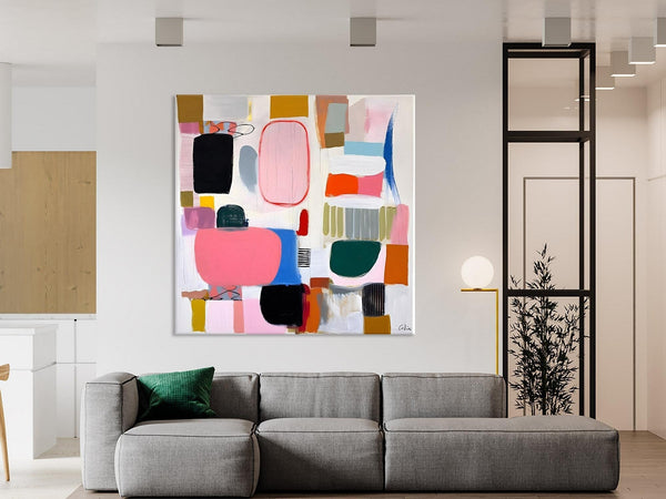 Geometric Modern Acrylic Art, Modern Original Abstract Art, Large Wall Art for Bedroom, Canvas Paintings for Sale, Contemporary Canvas Art-artworkcanvas