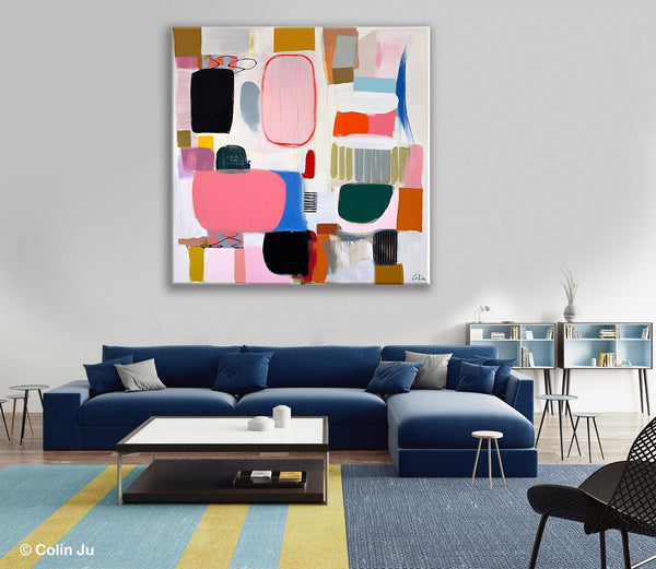Geometric Modern Acrylic Art, Modern Original Abstract Art, Large Wall Art for Bedroom, Canvas Paintings for Sale, Contemporary Canvas Art-artworkcanvas