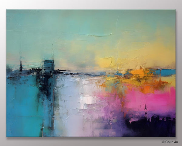 Hand Painted Original Canvas Wall Art, Abstract Landscape Paintings for Bedroom, Modern Landscape Artwork, Contemporary Acrylic Paintings-artworkcanvas