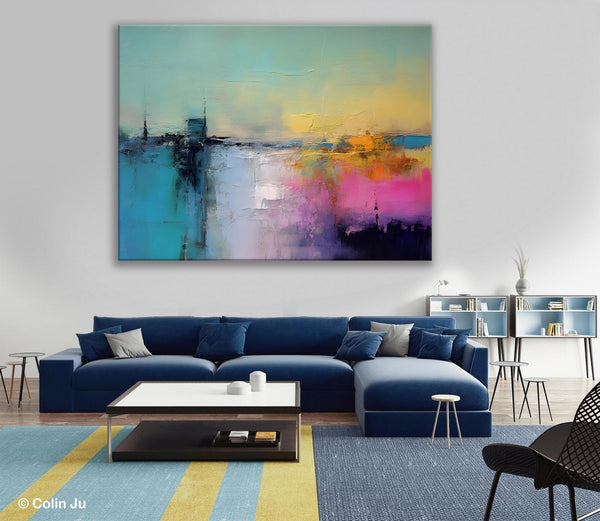 Hand Painted Original Canvas Wall Art, Abstract Landscape Paintings for Bedroom, Modern Landscape Artwork, Contemporary Acrylic Paintings-artworkcanvas