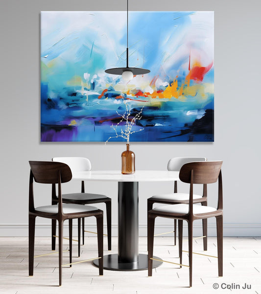 Hand Painted Canvas Art, Blue Original Wall Art Painting for Bedroom, Extra Large Modern Canvas Paintings, Acrylic Paintings on Canvas-artworkcanvas