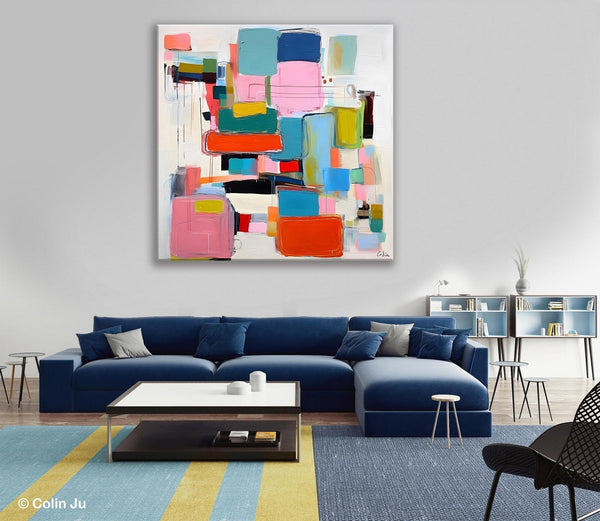 Original Abstract Wall Art, Geometric Modern Acrylic Art, Large Abstract Art for Bedroom, Modern Canvas Paintings, Contemporary Canvas Art-artworkcanvas