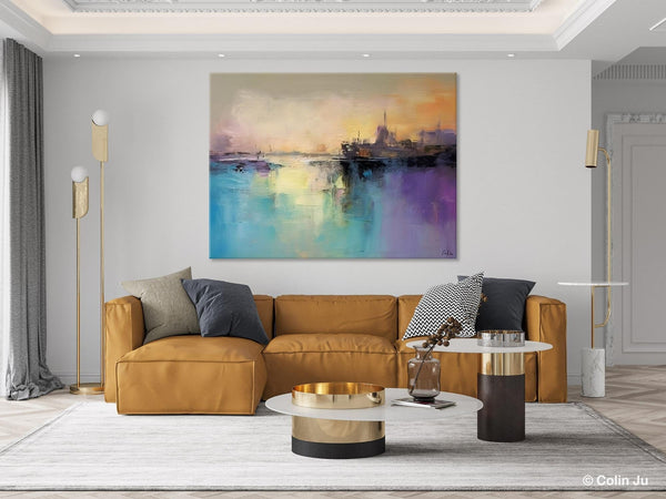 Large Paintings for Bedroom, Oversized Contemporary Wall Art Paintings, Abstract Landscape Painting on Canvas, Extra Large Original Artwork-artworkcanvas
