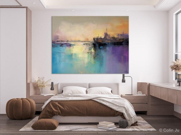 Large Paintings for Bedroom, Oversized Contemporary Wall Art Paintings, Abstract Landscape Painting on Canvas, Extra Large Original Artwork-artworkcanvas