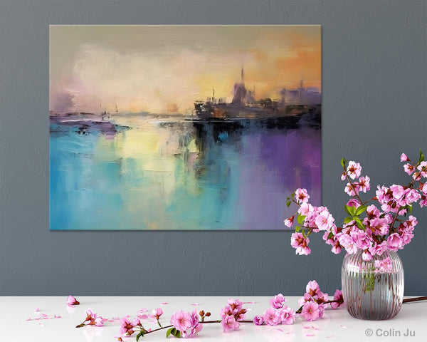 Large Paintings for Bedroom, Oversized Contemporary Wall Art Paintings, Abstract Landscape Painting on Canvas, Extra Large Original Artwork-artworkcanvas