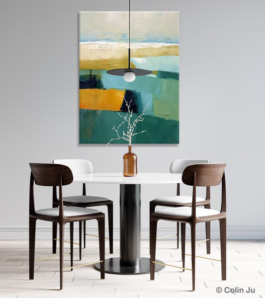 Large Geometric Abstract Painting, Landscape Canvas Paintings for Bedroom, Acrylic Painting on Canvas, Original Landscape Abstract Painting-artworkcanvas