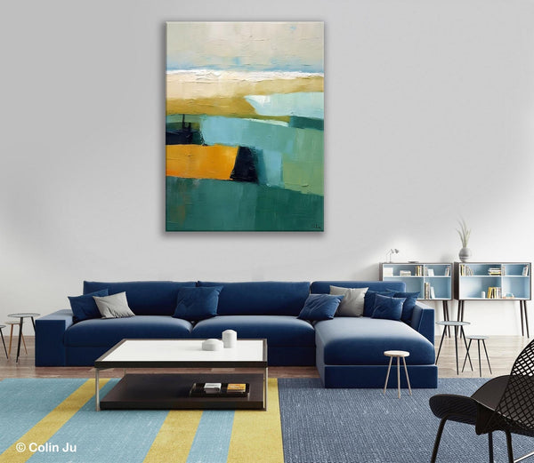 Large Geometric Abstract Painting, Landscape Canvas Paintings for Bedroom, Acrylic Painting on Canvas, Original Landscape Abstract Painting-artworkcanvas