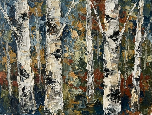 Original Landscape Paintings, Winter Birch Tree Painting, Original Artwork for Sale, Small Canvas Wall Art Paintings, Hand Painted Canvas Art, Impasto Heavy Texture Art