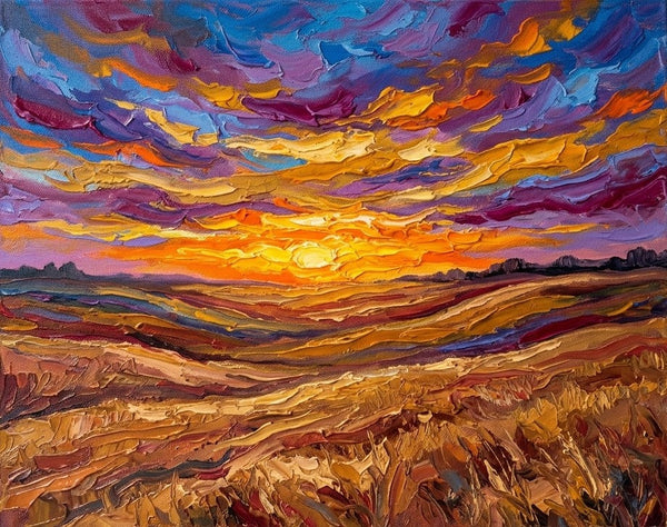 Abstract Original Landscape Paintings, Sunset Burning the Sky, Original Oil Paintings for Sale, Buy Small Paintings Online, Hand Painted Canvas Art, Small Canvas Artwork