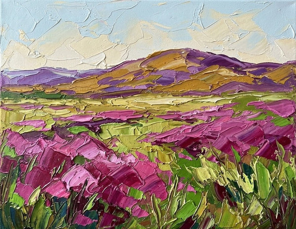 Impasto Painting, Purple Blossom Wilderness, Small Canvas Artwork for Sale, Original Canvas Paintings, Heavy Texture Paintings on Canvas, Buy Paintings Online