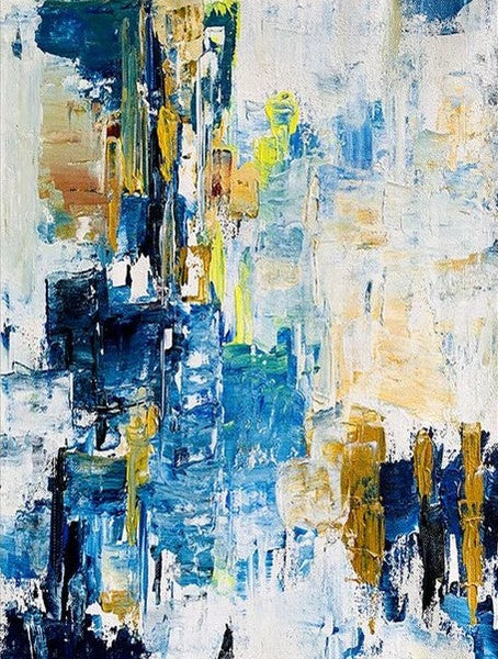 Living Room Abstract Paintings, Blue Modern Abstract Painting, Large Acrylic Canvas Paintings, Large Wall Art Ideas, Impasto Painting-artworkcanvas