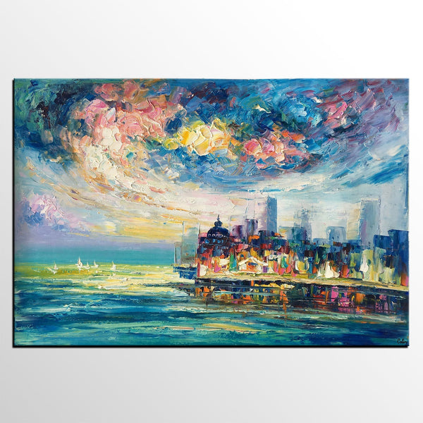 Original Landscape Paintings, Cityscape Painting, Custom Large Canvas Paintings, Modern Paintings on Canvas